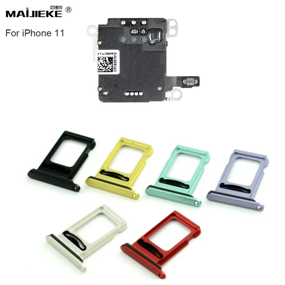 

1 Set Dual Sim Card Slot Socket Flex Cable+Dual Sim Card Tray Holder Reader For iPhone 11 Xr SIM Card Replacement Spare Parts