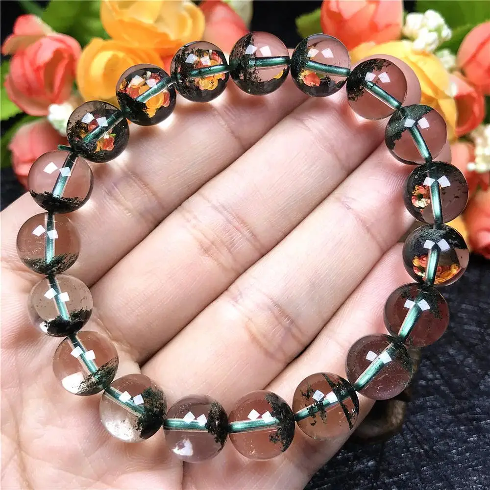 

10mm Top Natural Green Phantom Quartz Bracelet For Women Men Crystal Round Beads Crystal Stretch Gemstone Fashion Jewelry AAAAA