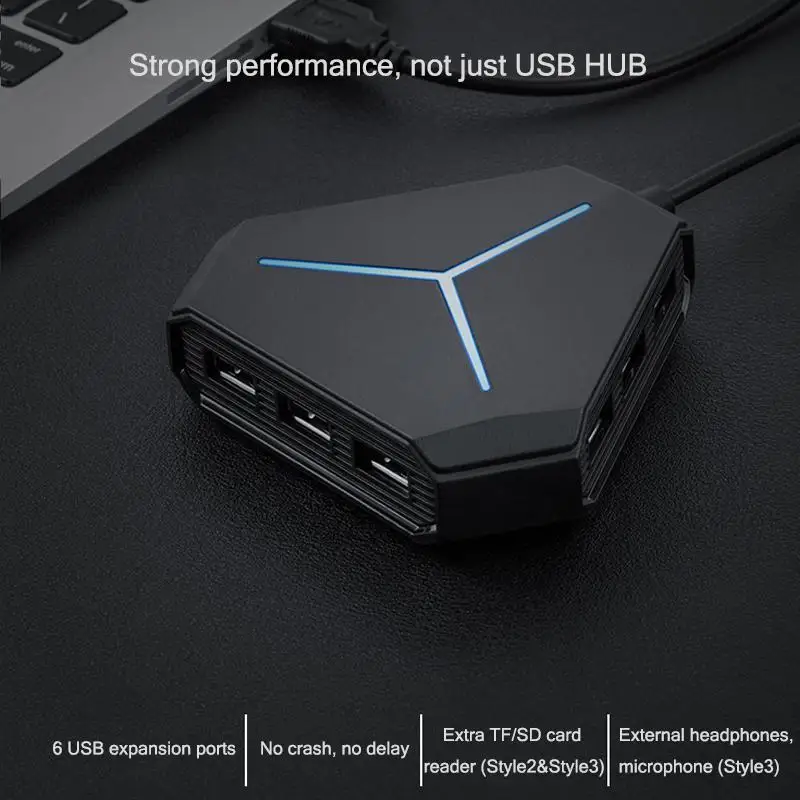6 портов usb-хаб разветвитель кабеля с устройство для чтения карт SD TF Mic AUX классный