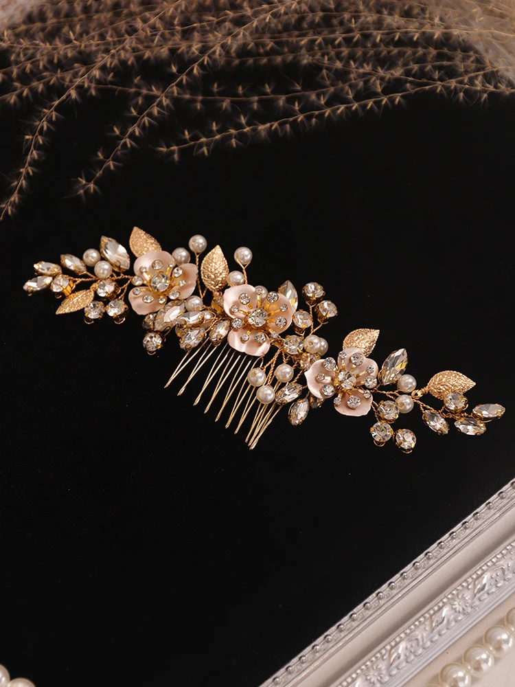 Женская Винтажная заколка для волос Золотая тиара с цветочным орнаментом
