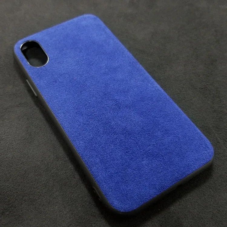 Синий Чехол для iPhone X XS Max XR 11 Pro MAX Итальянская замша, как ткань, пуховый кожаный чехол, Роскошный чехол для телефона, корпус, оболочка Hundas - Цвет: Синий
