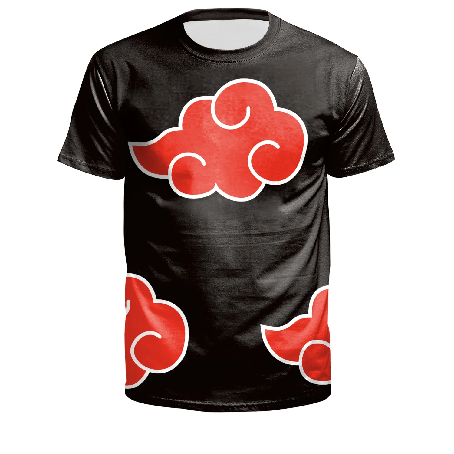 

Cosplay Costume Naruto Akatsuki 3D Digital Printing Short Sleeve T-shirt Anime Sasuke Uchiha Kakashi Red Cloud Tops For Adult
