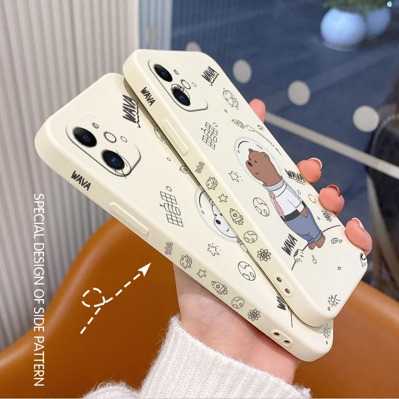 

Space White Bear Phone Case For iPhone 12 13 Pro Max 11 X XS XR XSMAX SE2020 8 8Plus 7 7Plus 6 6S Plus Liquid Silicone Cover