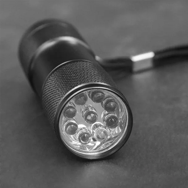Супер мини алюминиевый УФ черный светильник обнаружения 9 LED ультрафиолетовый