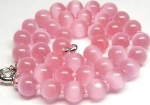 

Hot sale new Style 10mm Pink Mexican Opal Round Beads Necklace 18" AAA Grade