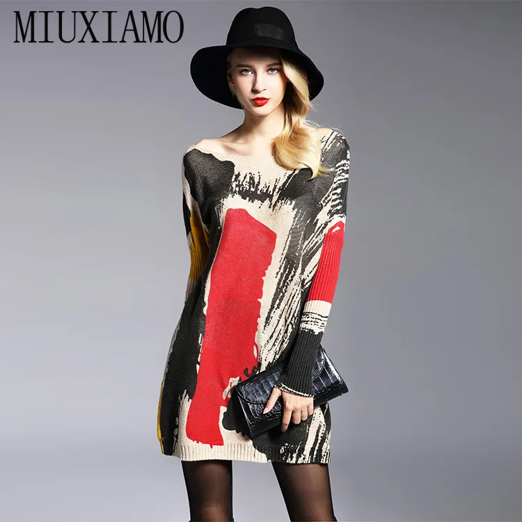 

MIUXIMAO 2019 Fall Plus Size Women Sweater Fashion Casual Batwing Sleeve O-Neck Elegant Loose Tops Sweater Women Vestidos
