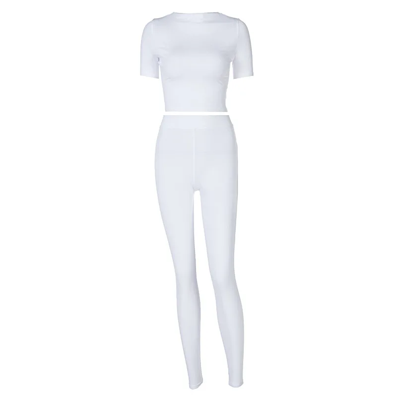 

2 Piece Set Women Casual Tracksuit Short Sleeve Turtleneck Crop Top and Joggers Leggings Pants Outfit Wholesale Dropshipping