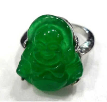 

men/women's fancy carve green jades Buddha bless happy ring #7,8,9
