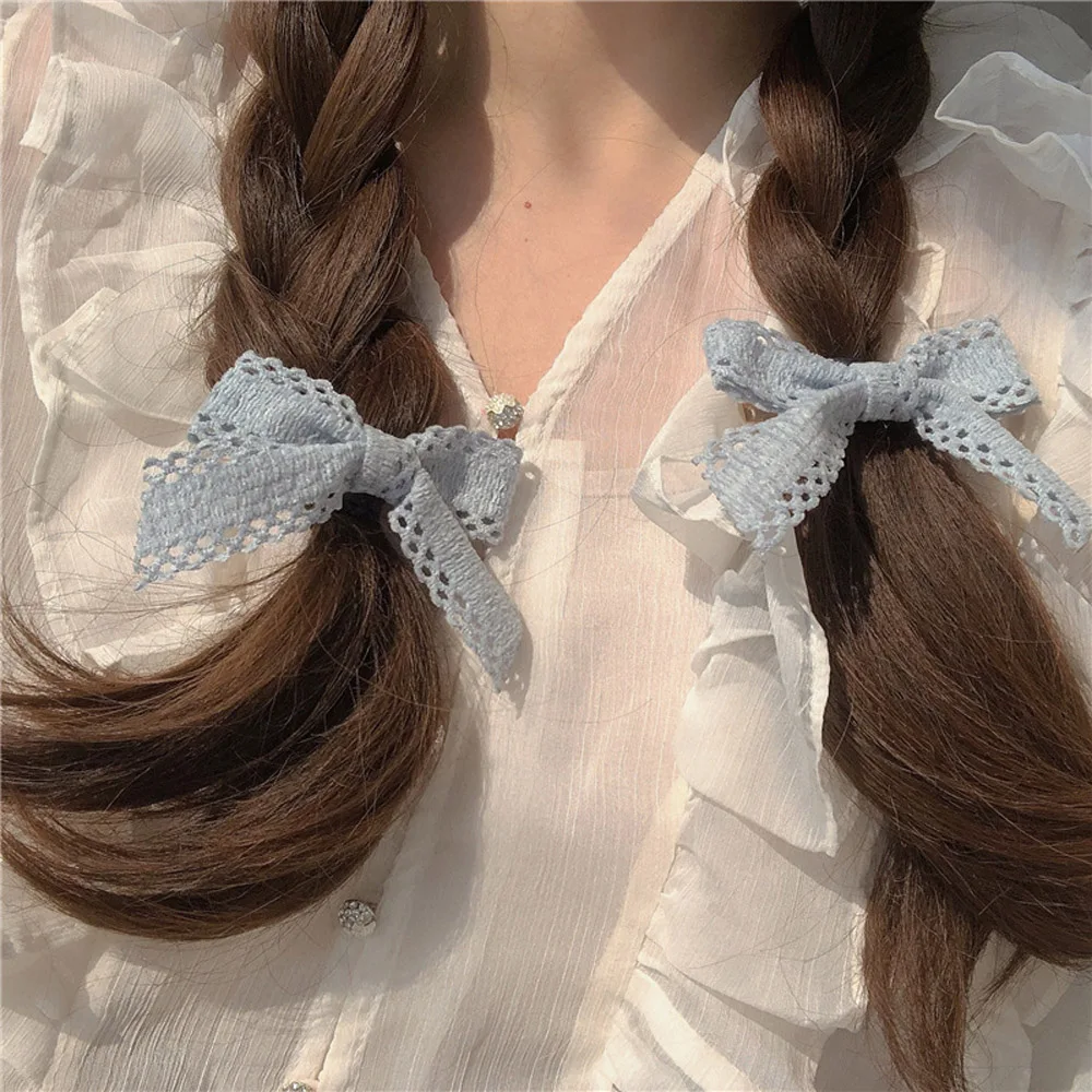 

2Pcs/Set Lace Hollow Out Bowknot Hair Clips For Girls Cotton Barrettes Women Daily Hairpins Handmade Hair Accessories F027