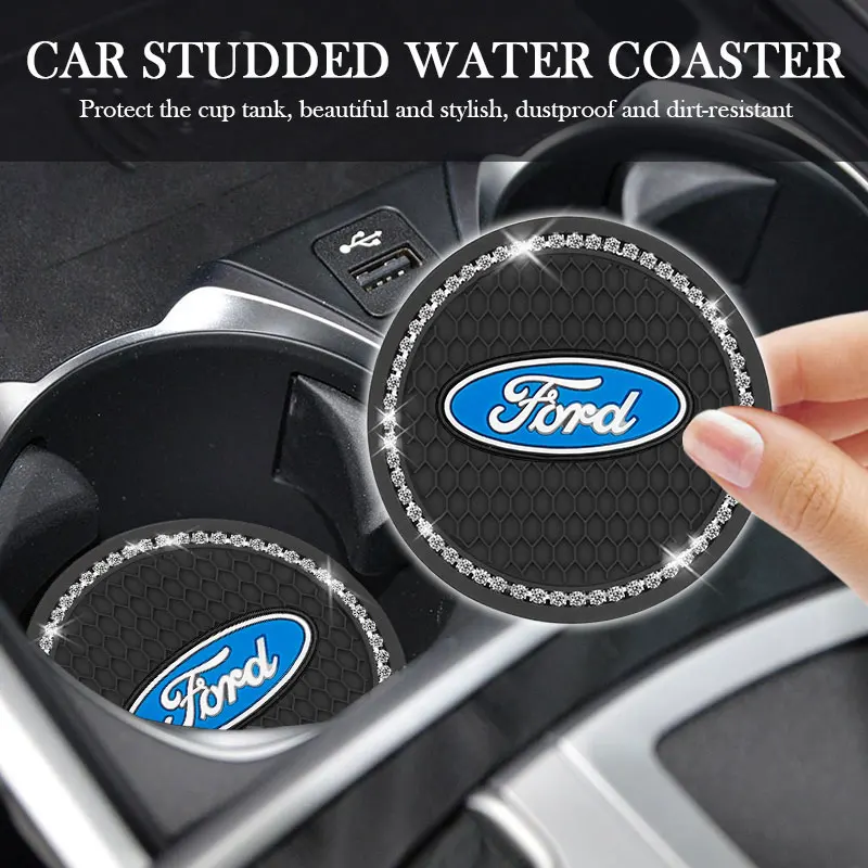 

Rhinestone Car Cup Holder Coaster Non Slip Pad Mat for Ford Focus 2 3 1 Fiesta MK1 MK2 MK3 MK4 MK7 Fusion Ranger Car Accessories