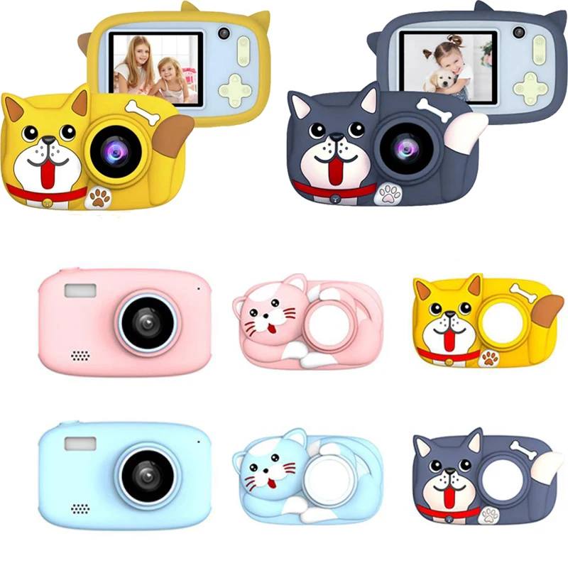 

Kids Camera Digital Dual Lens HD 1080P 2.4Inch Screen Video Camera Kids Toys Cute Cat Dog Design Child Camera Gift