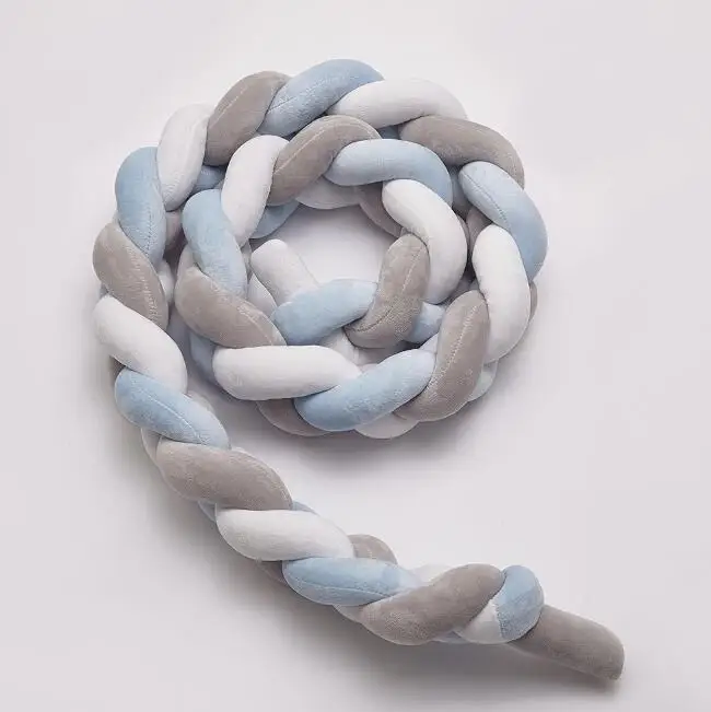 2m blue white gray 2,2 м длина ребенок ручной работы noary узел новорожденный кровать бампер длинная завязанная коса подушка детская кровать бампер узел кроватка декор для детской комнаты - Цвет: 2m blue white gray
