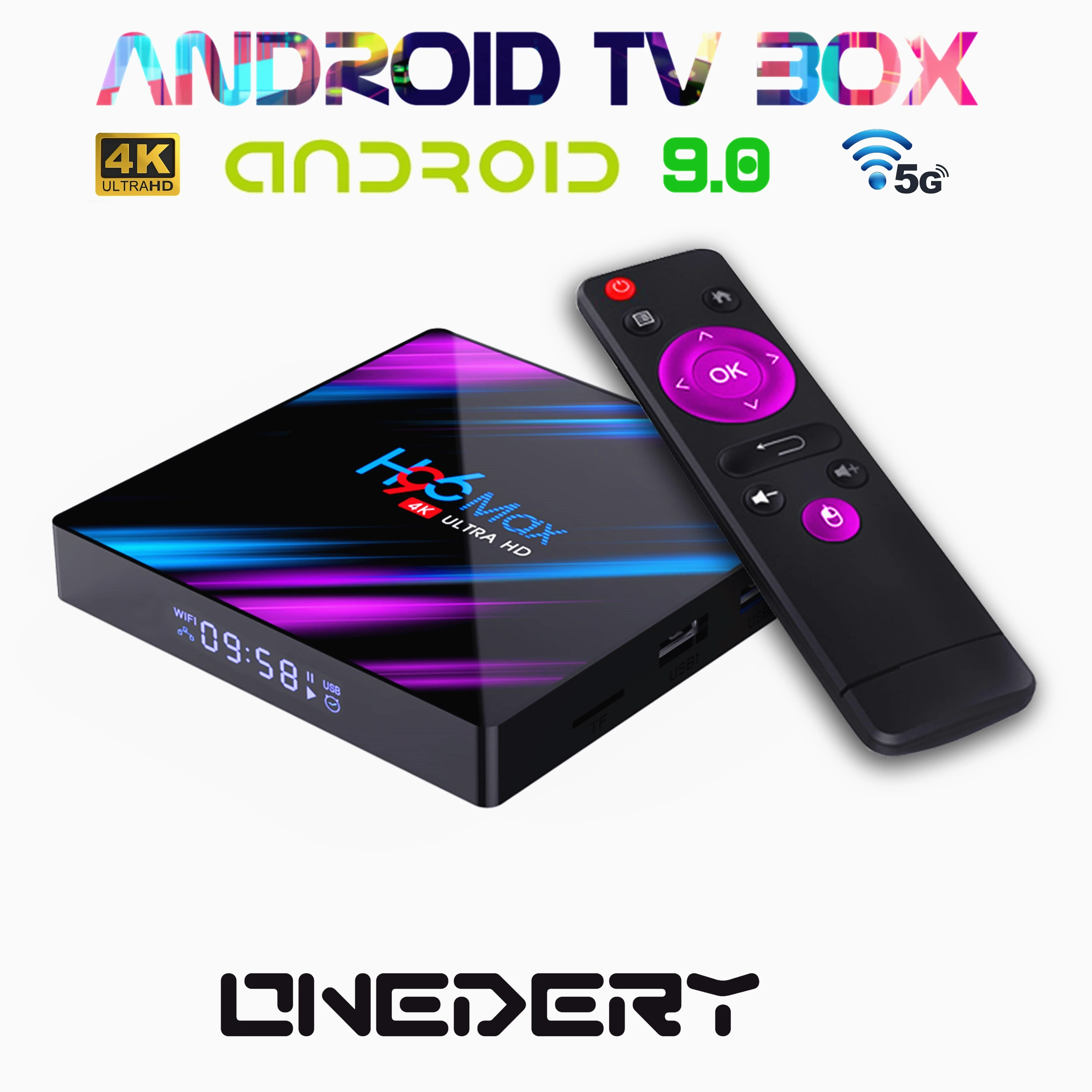 ТВ-приставка на Android 9 0 4K Ultra HD медиаплеер TV Box Youtube Google Assistant Φ Wif Bluetooth 4 16 ГБ 32 |