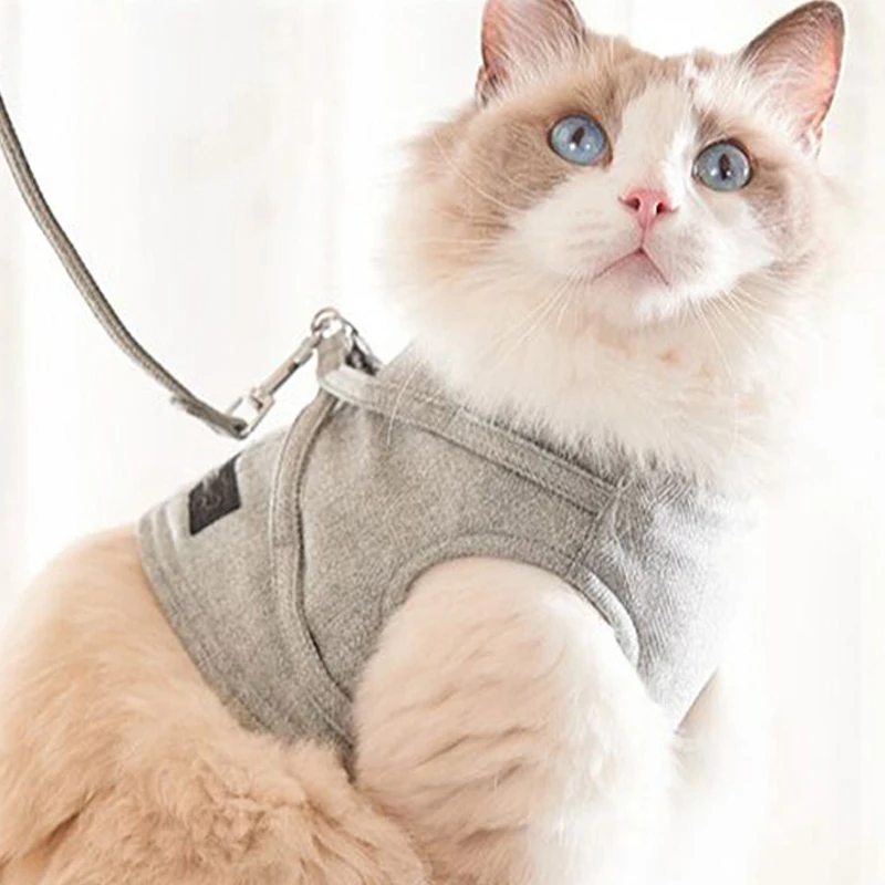 

Chest Back Traction Rope Solid Color New Cat Chest Harness Pet Chest Back Cat Vest Type Traction Belt Cat Collar Harness Collar