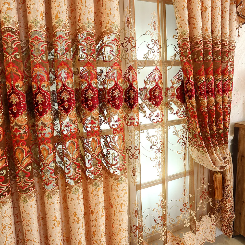 Европейские занавески для гостиной столовой спальни шениль вышитые роскошные