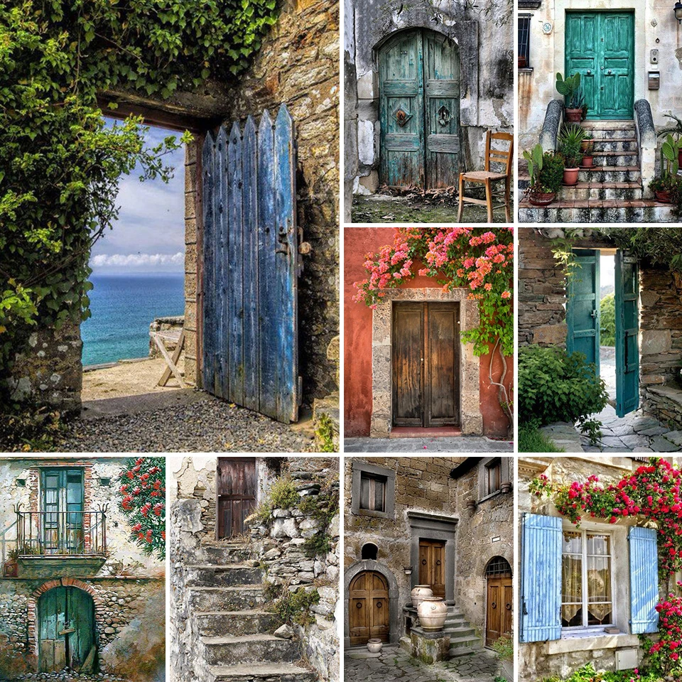 

5D алмазная живопись, дверь, цветок, Набор для вышивки крестиком, пейзаж, полная выкладка, квадратная вышивка, мозаика, картина стразы, Декор