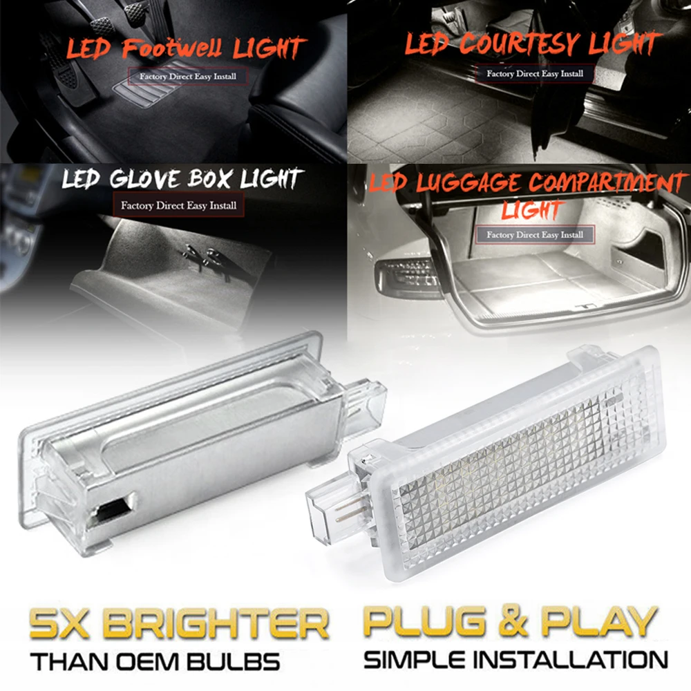 

2PC LED Under Door Courtesy Footwell Light Luggage Trunk Lamps For BMW E90 E91 E92 E60 E65 F10 F20 F30 E87 X5 E70 F15 X3 E83 F25