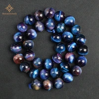wholesale natural smooth stone blue peter tiger eye beads round loose spacer for jewelry making 6810mm diy handmade bracelets