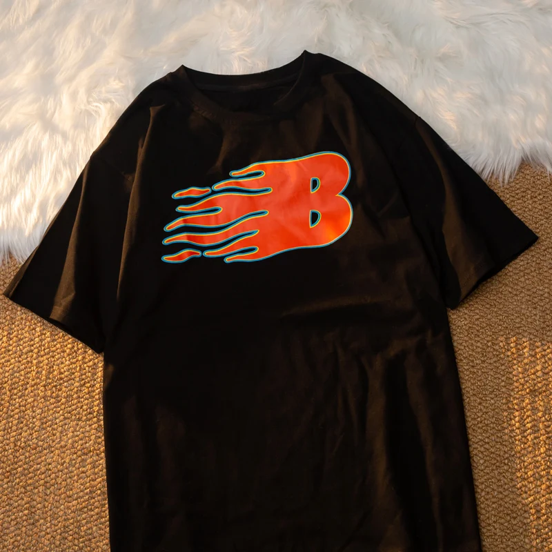 Летняя рубашка с изображением пламени футболка для мужчин и женщин