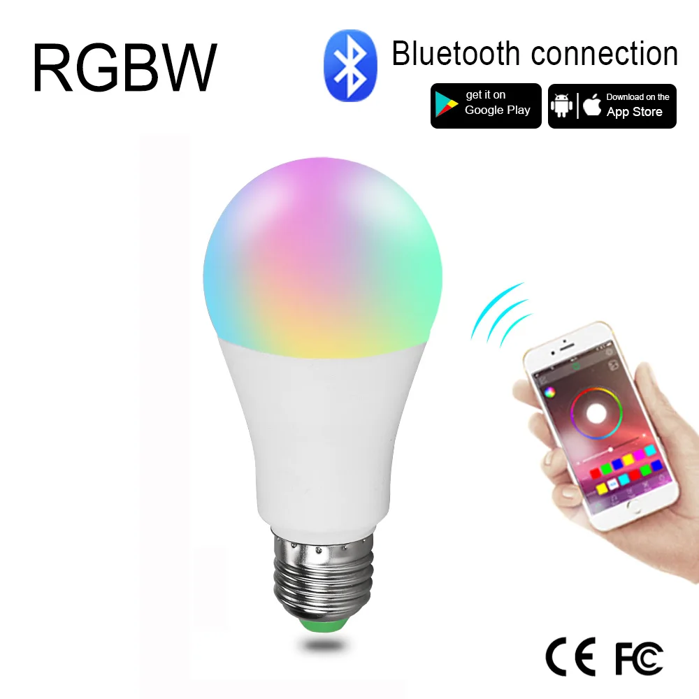 Bluetooth Bulb RGBW E27 Светодиодный светильник смарт-лампочка WIFI RGB 15 Вт Bluetooth приложение управление умная лампа светильник с регулируемой яркостью кухня под шкаф Домашний Светильник ing - Цвет: Bluetooth Bulb RGBW