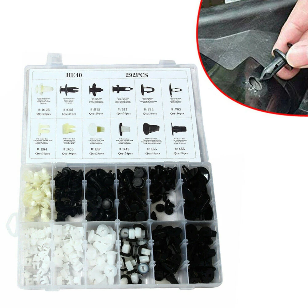 

292PCS Car Fender Door Hood Bumper Trim Clip Body Retainer Assortment Fit for TOYOTA Auto Fastener Clip Interior Accessories
