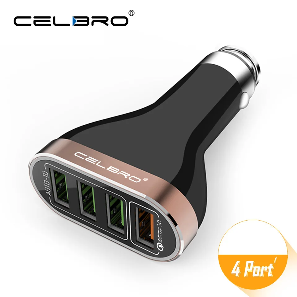 4 порта USB Автомобильное быстрое зарядное устройство Быстрая зарядка QC 3,0 Металл Мульти USB Автомобильное зарядное устройство QC3.0 мобильный телефон Быстрая 3 USB автомобильная зарядка