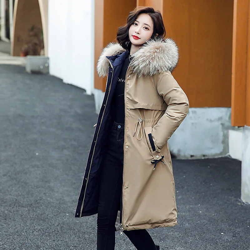 Winter Coat Women Jacket Hooded Fur Collar Long 2021 The New Korean Version Thicken Cotton