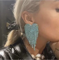 2022 new fashion pink blue rhinestone tassel earrings female large tassel claw chain long earrings jewelry sexy girl earrings
