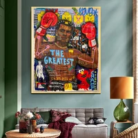 graffiti pop art street portrait black man boxer painting canvas print wall art picture for living room kids home decor