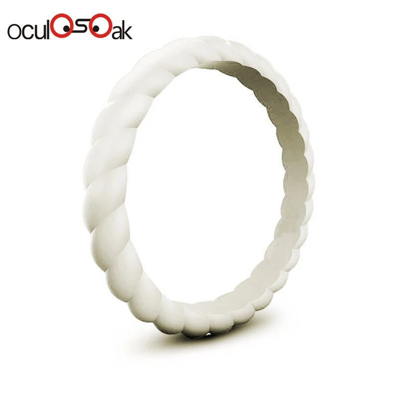 Hot Fashion 3mm Thin Braided Silicone Ring For Women Wedding Rings Sports Hypoallergenic Crossfit Flexible Rubber Finger Ring