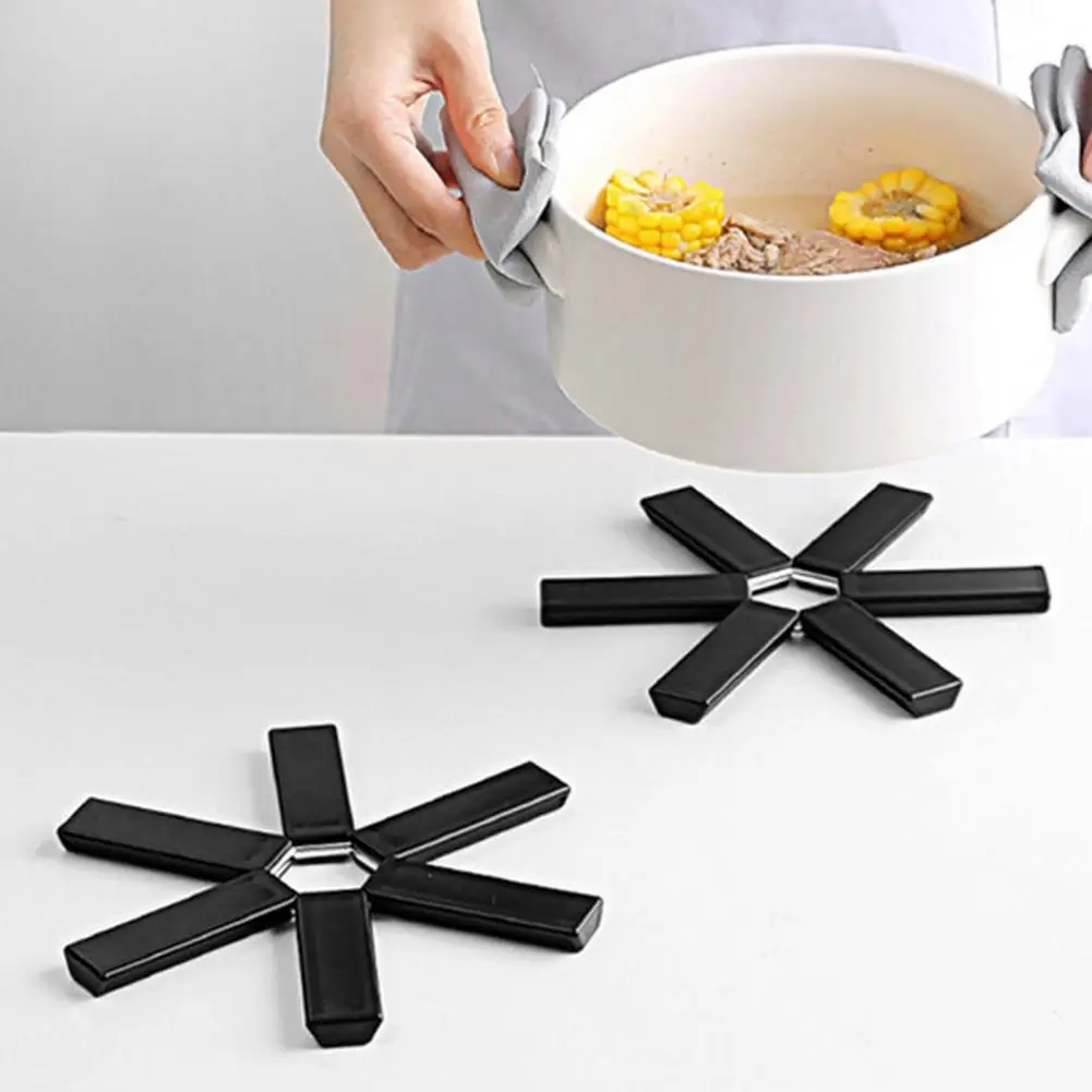 

Convenient Pot Pad Anti-scald Black Black Hollow Heat-insulated Portable Pan Pad Placemat Pot Holder Pan Mat