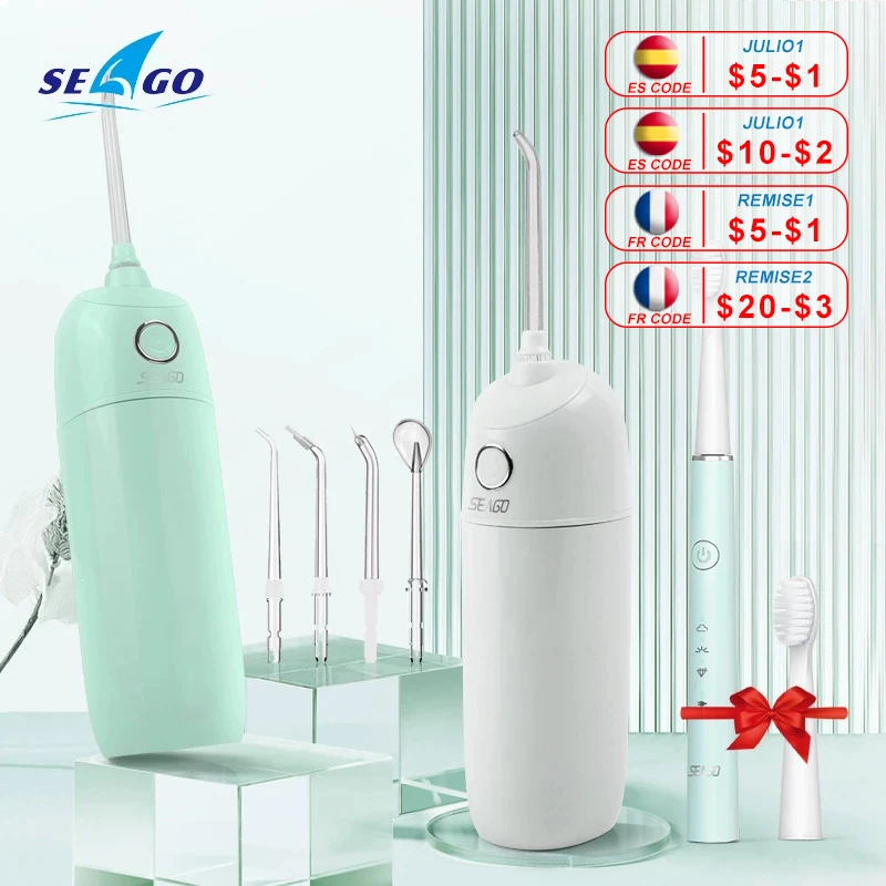 

SEAGO USB Portable Oral Irrigator Dental Water Flosser Rechargeable 5 Nozzles Jet Floss Tooth Pick Ultrasonic Teeth Cleaner