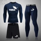 Брендовый мужской компрессионный комплект для бега, облегающие леггинсы, брюки, футболка с длинным рукавом, спортивная одежда, спортивный костюм для подростков, мужская спортивная одежда