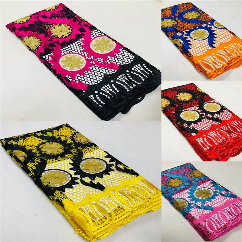 

2020 Latest African Cord Lace Fabric High Quality Holes Water Soluble Guipure Lace For Nigerian Wedding Party Dress! XMF1010131