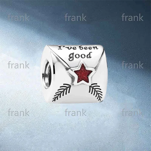 

791390EN58 Letter to Santa silver charm with red enamel