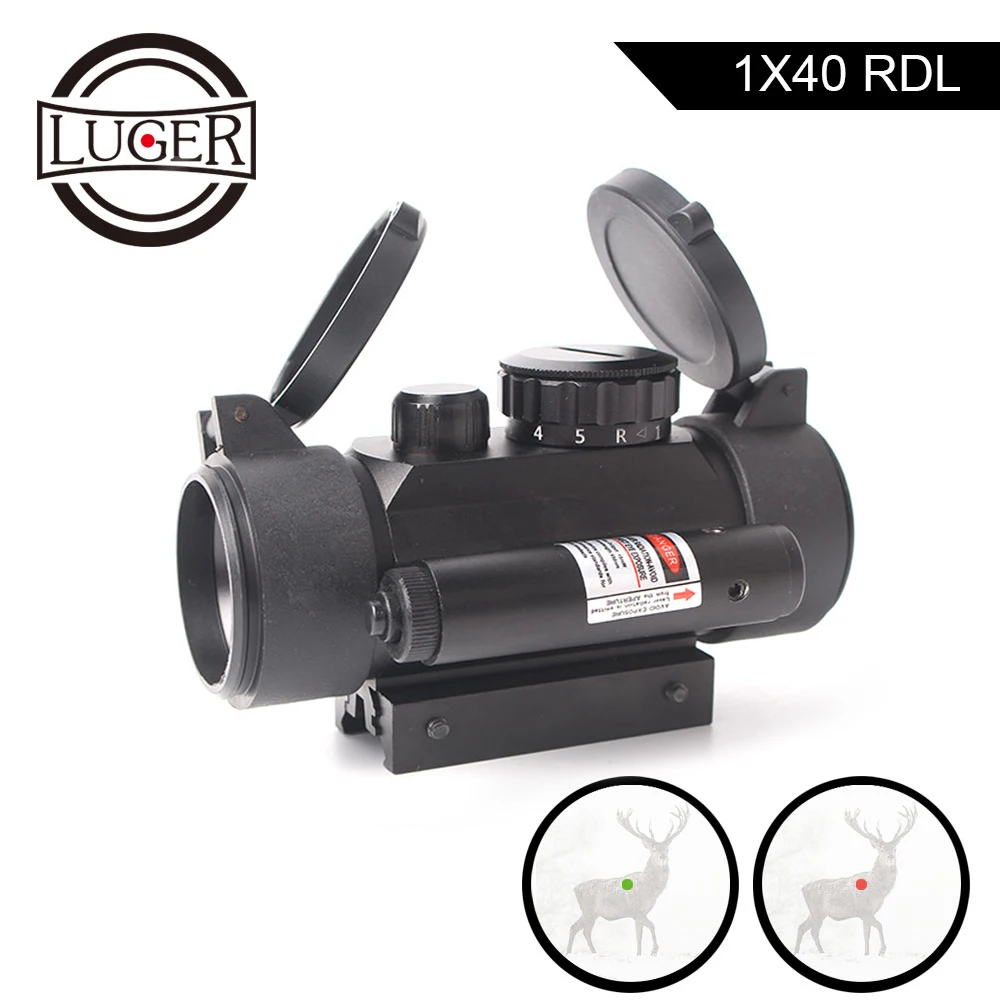 LUGER Red Dot Combo лазерный прицел 1x40 красный зеленый Mid Dot подсветка охотничий прицел наружный Воздушный пистолет съемка оптический прицел