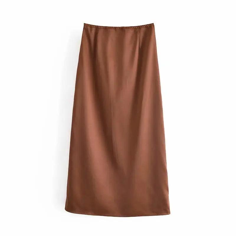 

ZA Summer Women Folds Skirts 2021 Bow High Waist Retro Solid Pleated Skirts Female Fashion Satin Skirt Streetwear