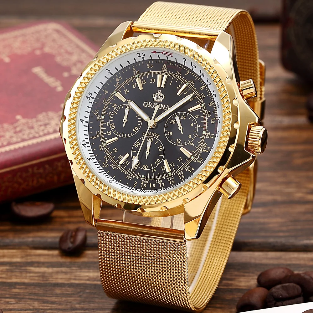 2020 Известный люксовый бренд золотые мужские наручные часы из нержавеющей стали с