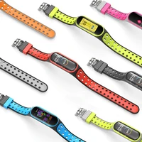 silicone strap for xiaomi mi band 6 5 two color strap porous anti sweat sport breathable strap buckle replacement wrist straps