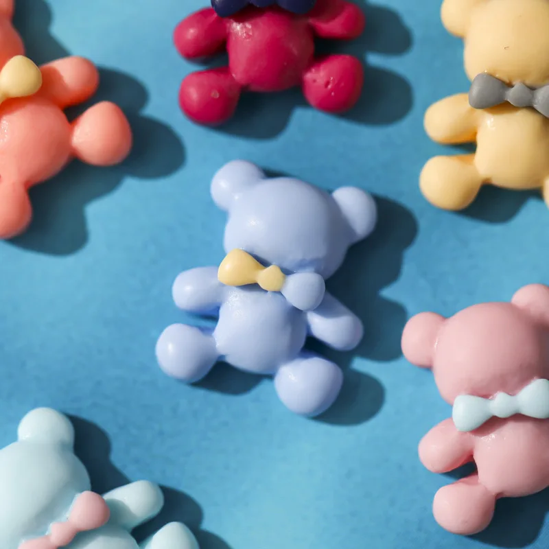 40Pcs Cute Mini Resin Little Bear Ornaments DIY Jewelry Earrings Decor Materials Nail Art Manicure Accessories Frosted 3D Patch - купить по