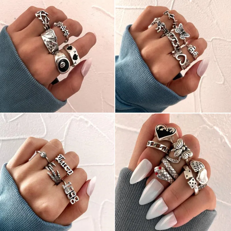 Набор колец в стиле бохо для женщин модные геометрические перстни богемном с