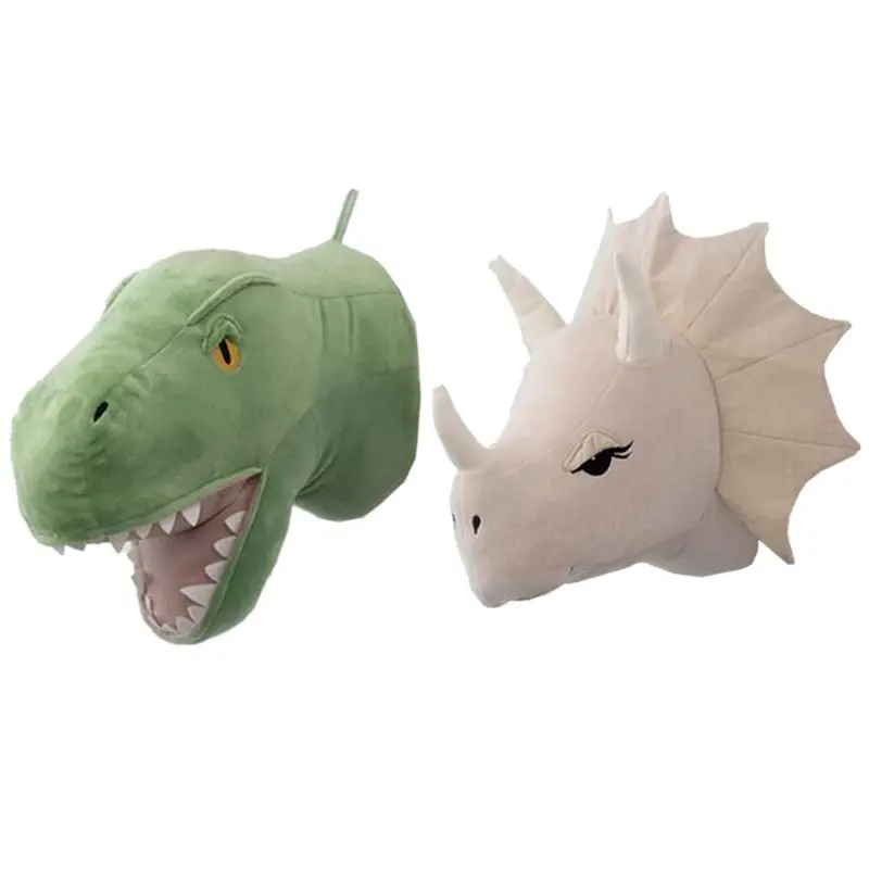 

3D Cartoon Animal Head Dinosaur Stuffed Plush Toy for Children Room Wall Decor