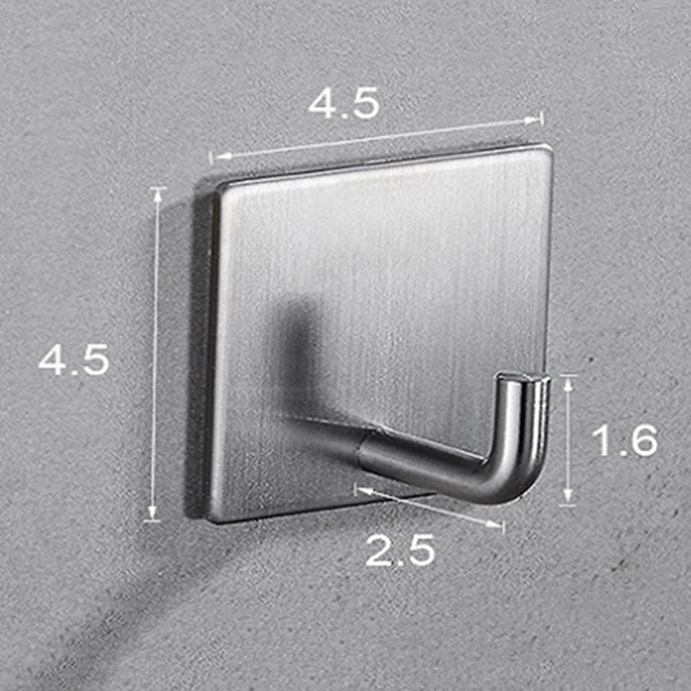 

5pcs Self-Adhesive Hooks Wall-Mounted Stainless Steel Hook Hanger for Bathroom Kitchen