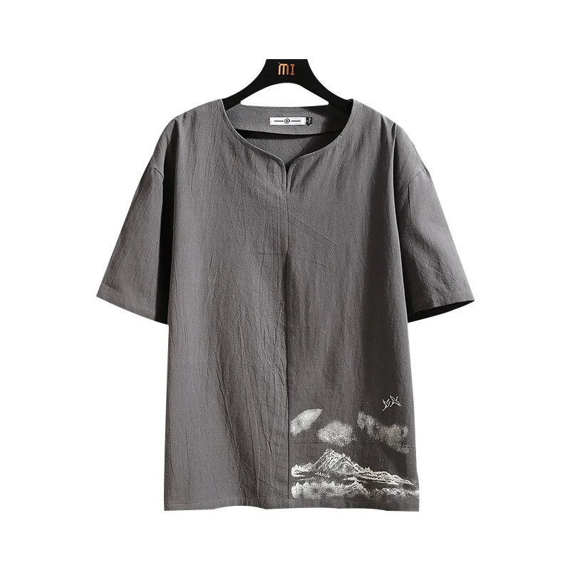 

Summer New Men's T-Shirt Japan Style Casual Plus Size Loose Short-Sleeve Tees Landscape Printing Harajuku Fashion Tops T3159 P30