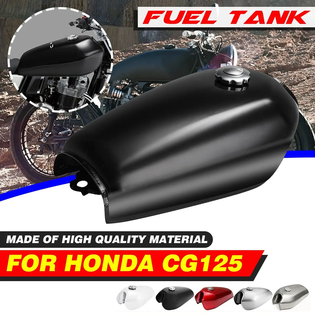 9L 2.4Gal Motorcycle Gas Tank Cafe Racer Vintage Fuel Tank with Cap Switch For Honda CG125 CG125S CG250