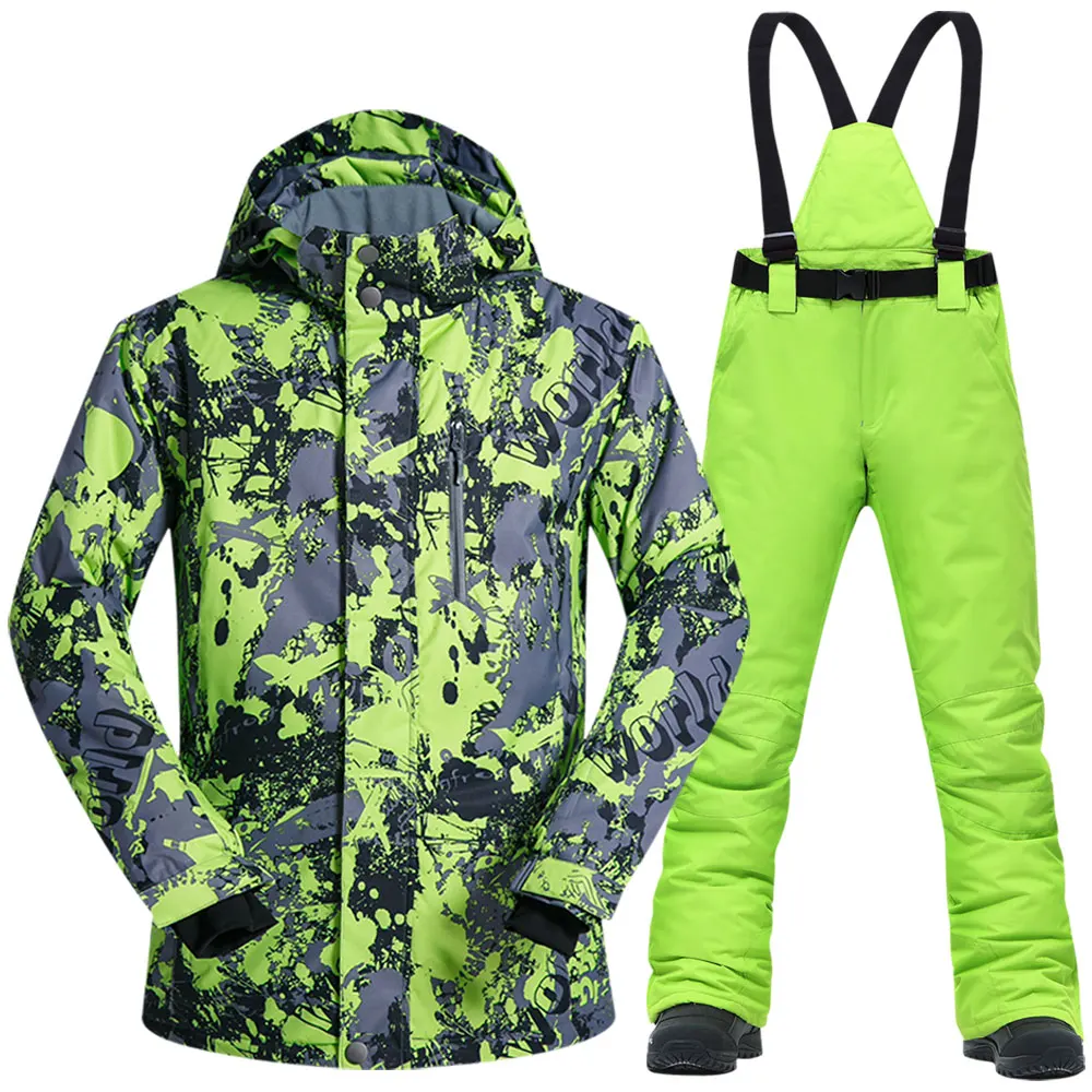 Мужской лыжный костюм брендовая ветрозащитная Водонепроницаемая теплая одежда