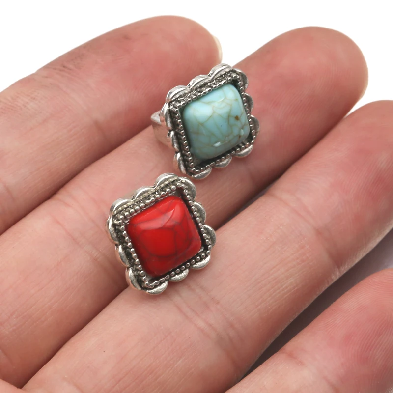 5 шт./лот тибетские серебряные квадратные акриловые бирюзовые разделители для