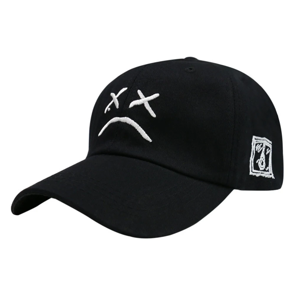 

Women Men Wild Curved Brim Outdoor Summer Casual Fishing Embroidery Baseball Cap Fashion Sad Face Hat Sun Protection Adjustable