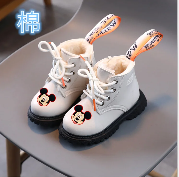Классические детские повседневные туфли Disney Micky Mouse Симпатичные Теплые сникерсы