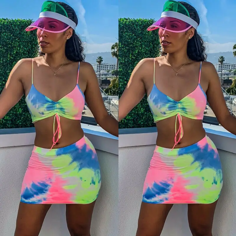 Женский комплект из двух предметов пикантный с принтом на тонких бретельках и